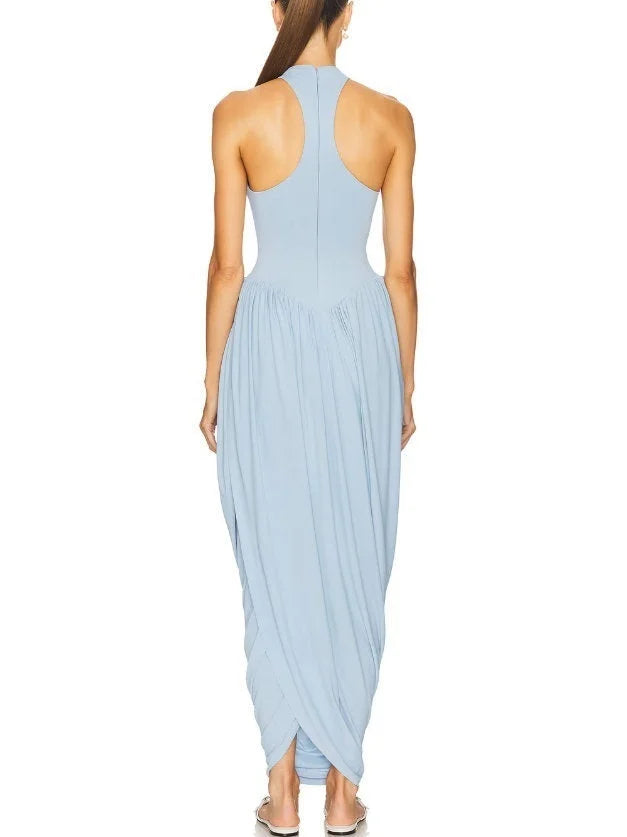 Jersey Sleeveless Fit & Pleated Drape Dress Dresses