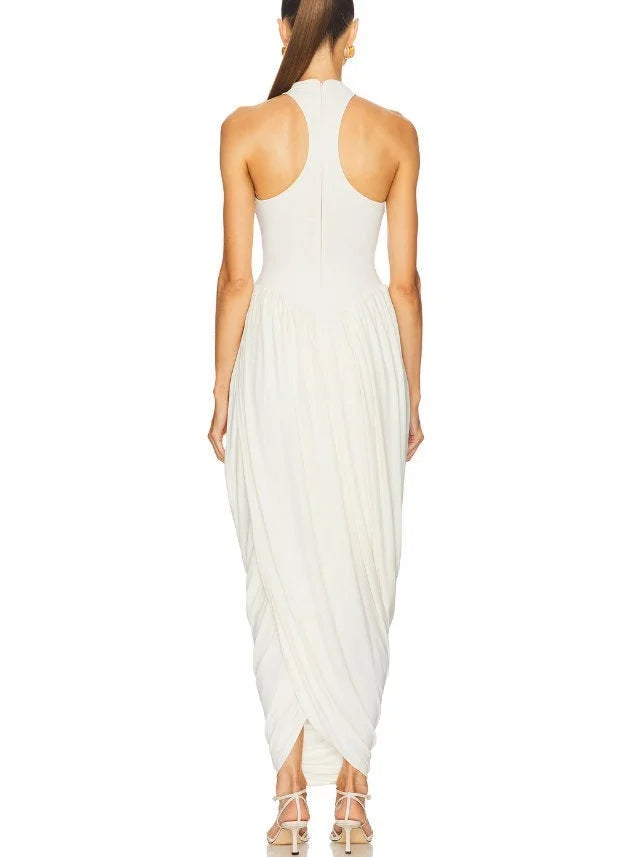 Jersey Sleeveless Fit & Pleated Drape Dress Dresses