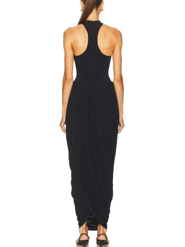 Jersey Sleeveless Fit & Pleated Drape Dress Dresses