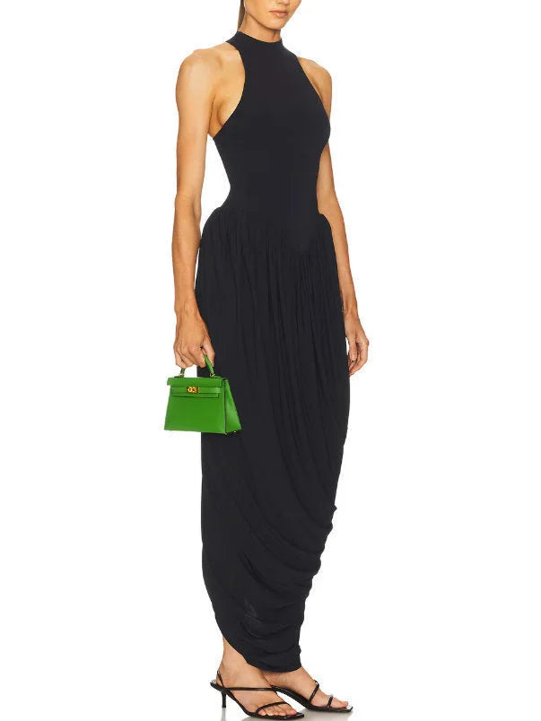Jersey Sleeveless Fit & Pleated Drape Dress Dresses