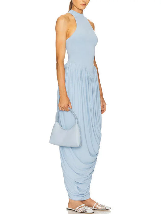 Jersey Sleeveless Fit & Pleated Drape Dress Dresses