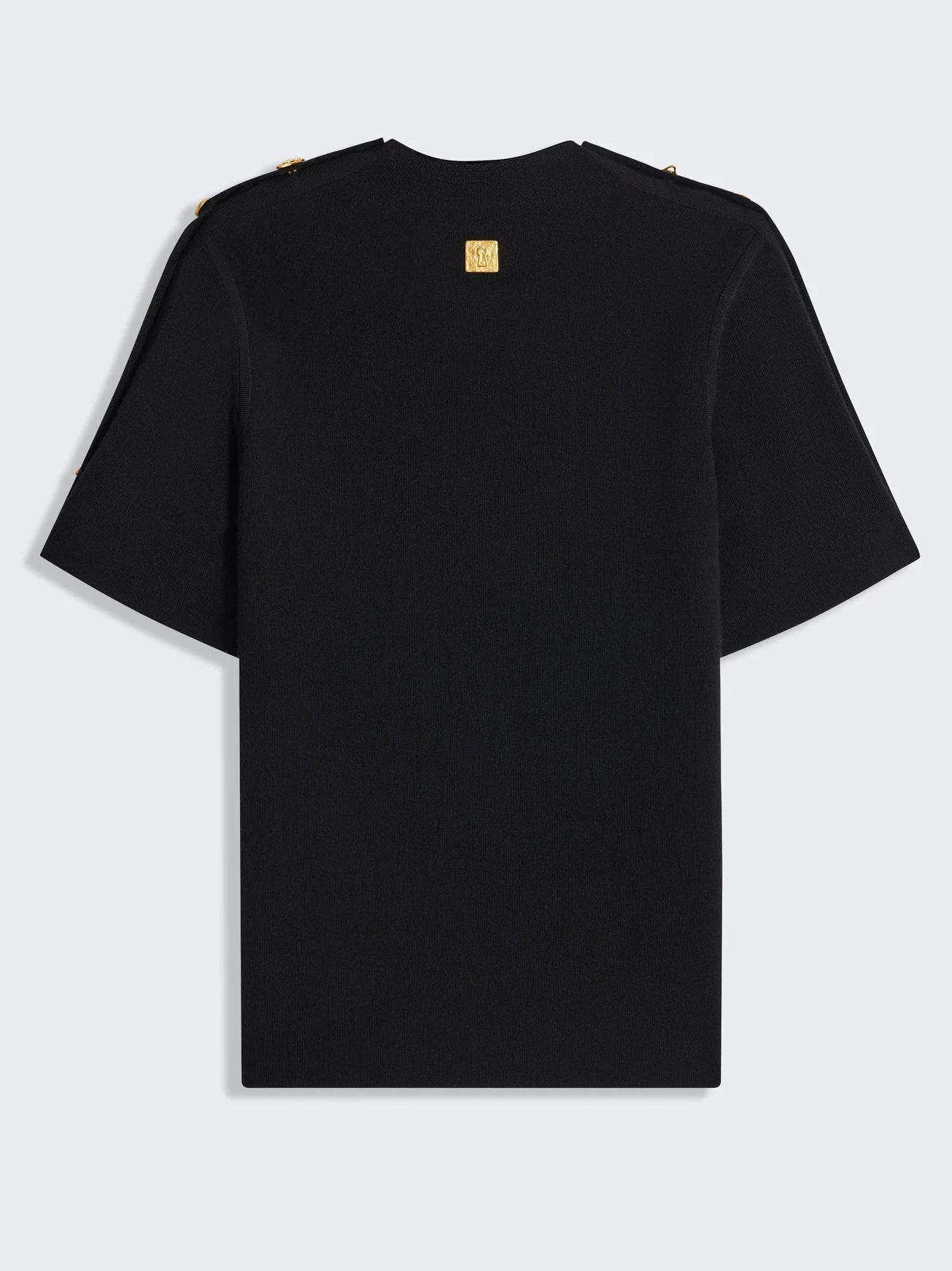 Knit T-Shirt with Decorative Buttons - Tops