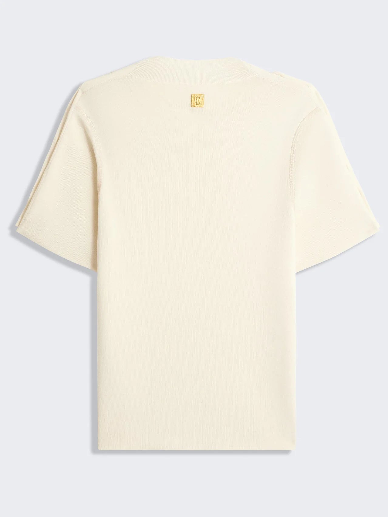 Knit T-Shirt with Decorative Buttons - Tops