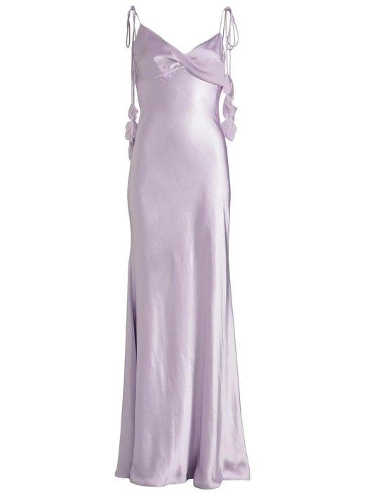 Lilac Sleeveless Satin Maxi Dress - Dresses
