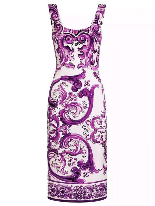 Majolica Italian Printed Sheath Dress - Dresses