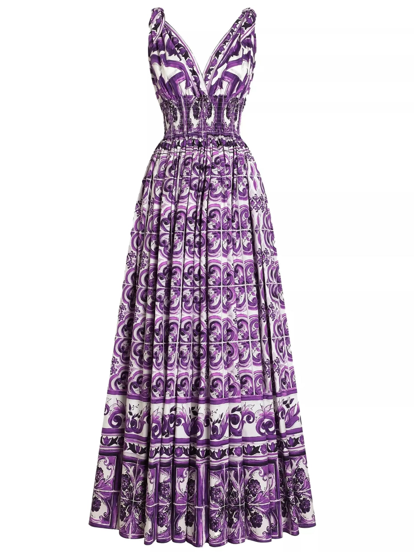 Majolica Print Halter Maxi Dress