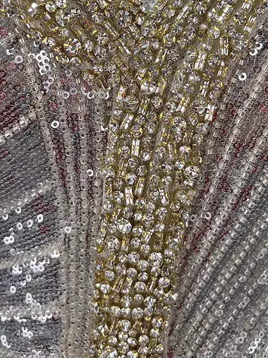 Off-Shoulder Sequin and Crystal Embellished Gown - Dresses
