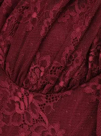 One-Shoulder Lace Draped Corset Gown - Dresses