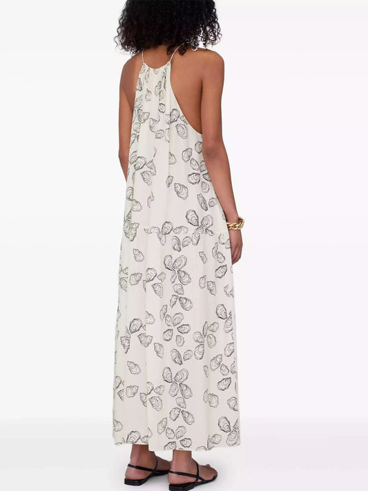 Oyster Print Tie Halterneck Dress - Dresses