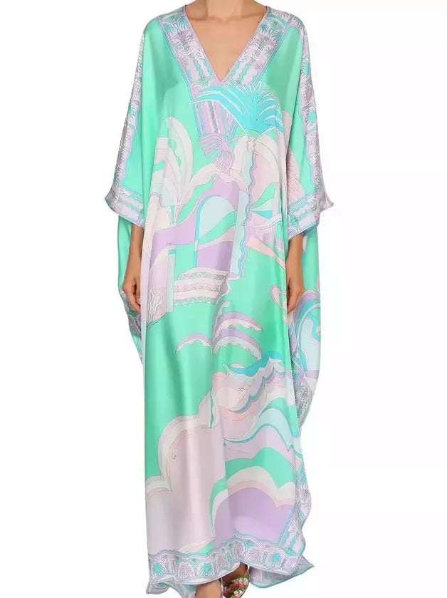 Printed Jersey Silk Kaftan Dress