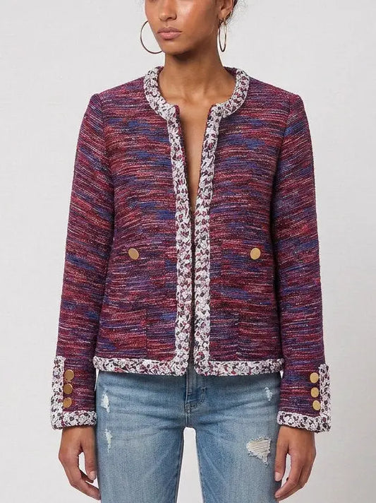 Red and Blue Tweed Jacket with Gold Buttons - Jackets