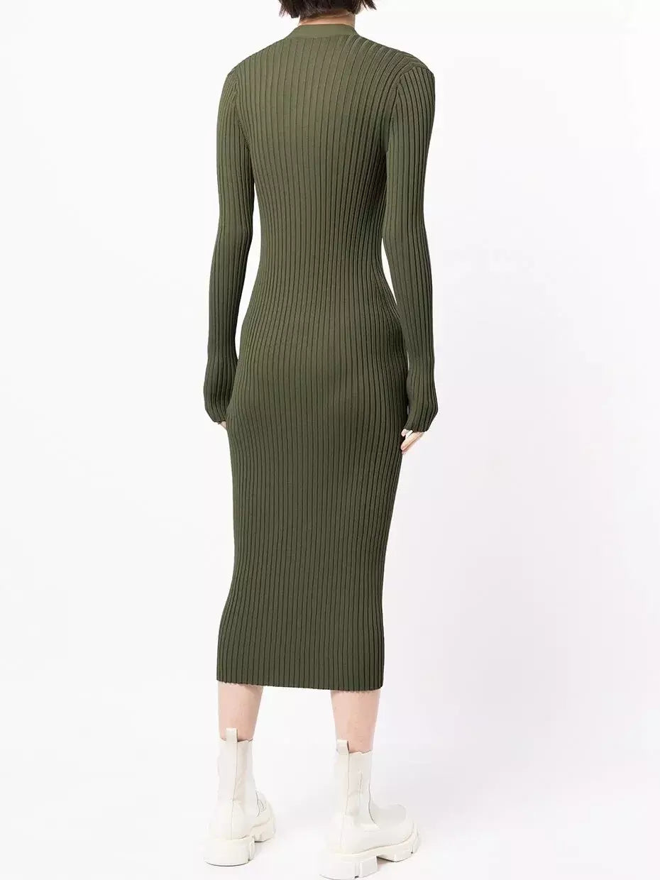 Ribbed Knit Cardigan Dress with Latch Hooks