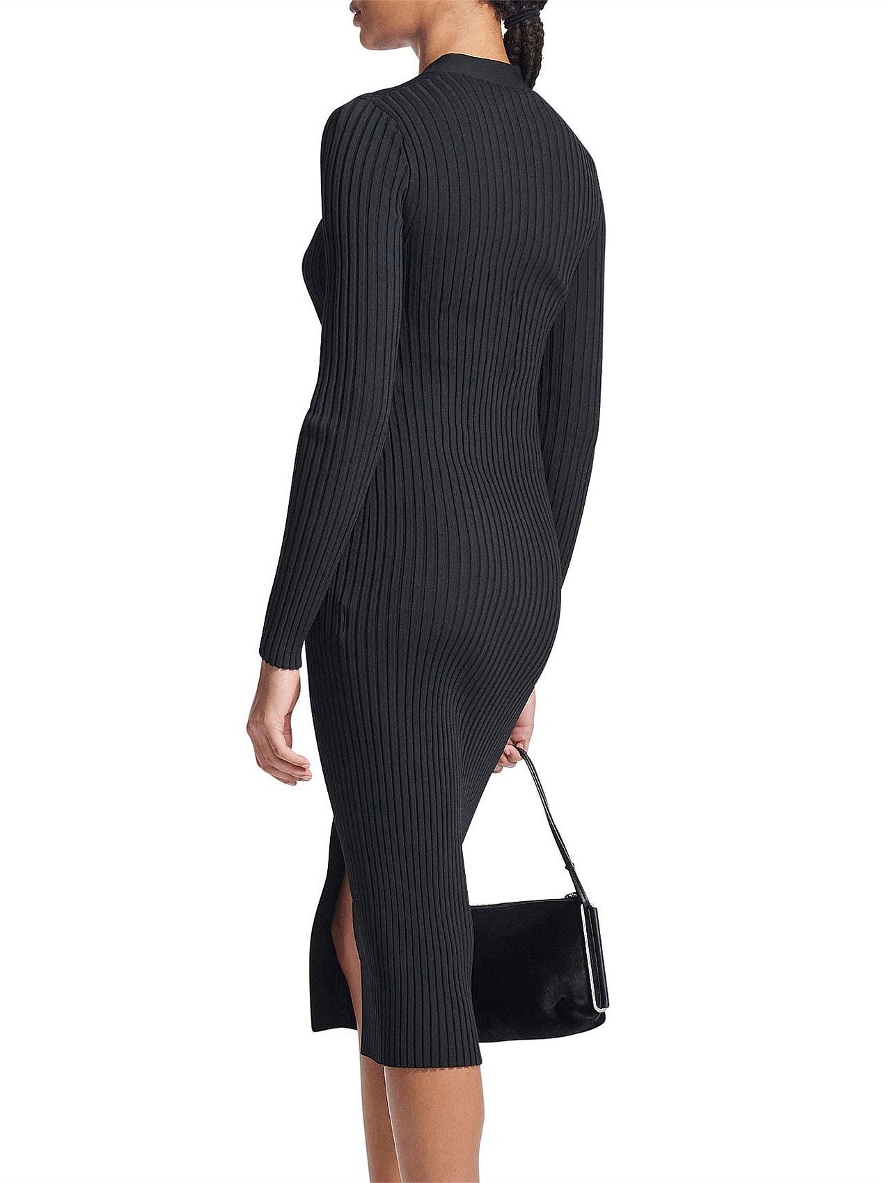 Ribbed Knit Cardigan Dress with Latch Hooks