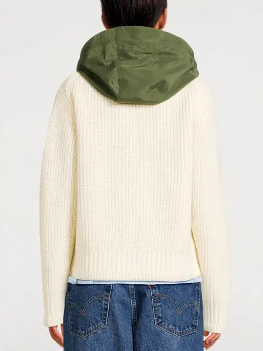 Ribbed Knit Layered-Effect Two-Tone Cardigan Jacket - Jackets