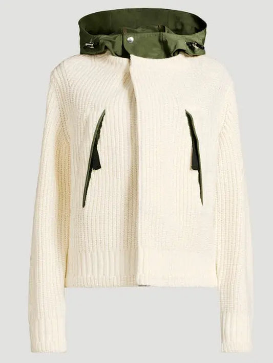 Ribbed Knit Layered-Effect Two-Tone Cardigan Jacket - Jackets