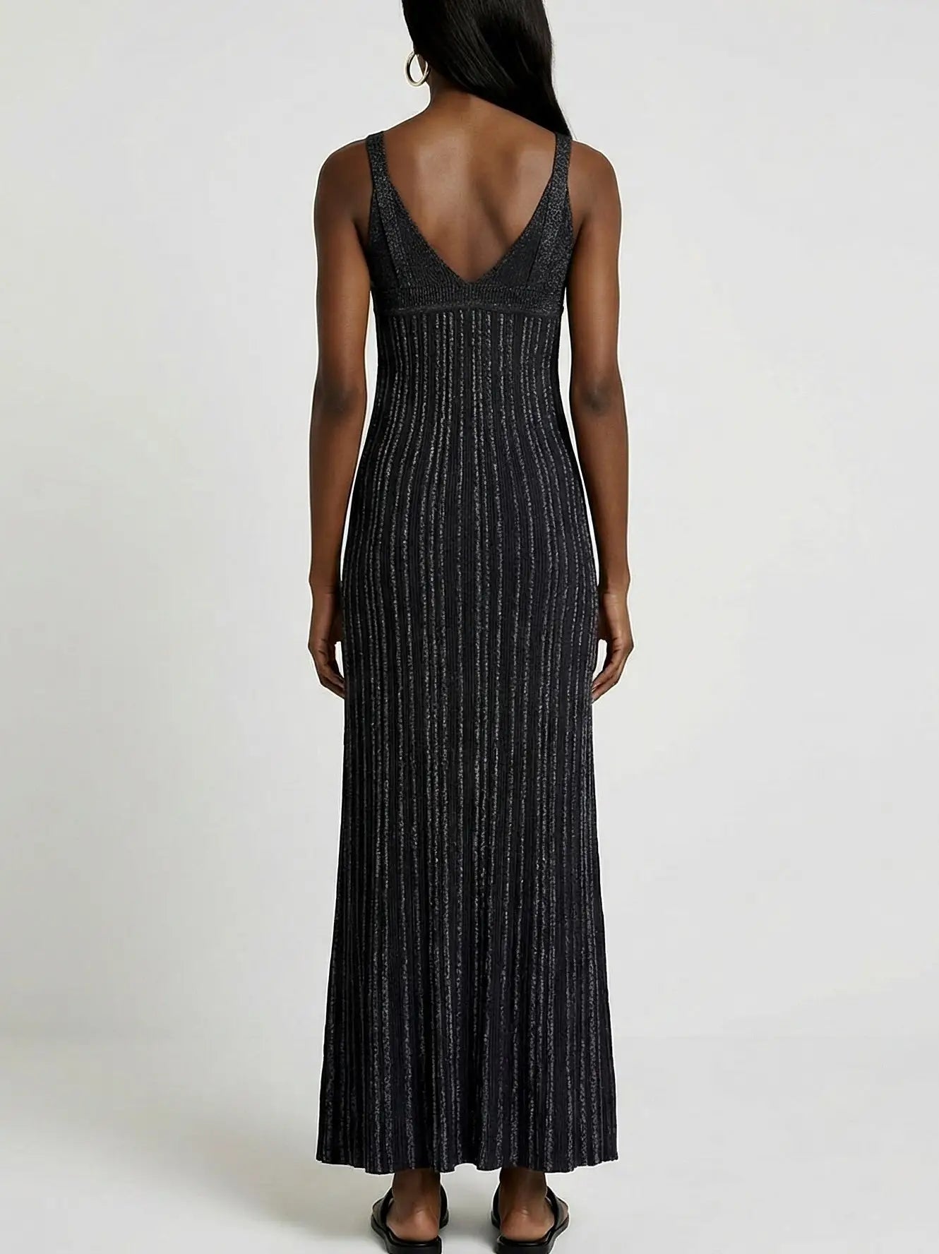 Ribbed Knit Sleeveless Maxi Dress with Empire Waist - Dresses