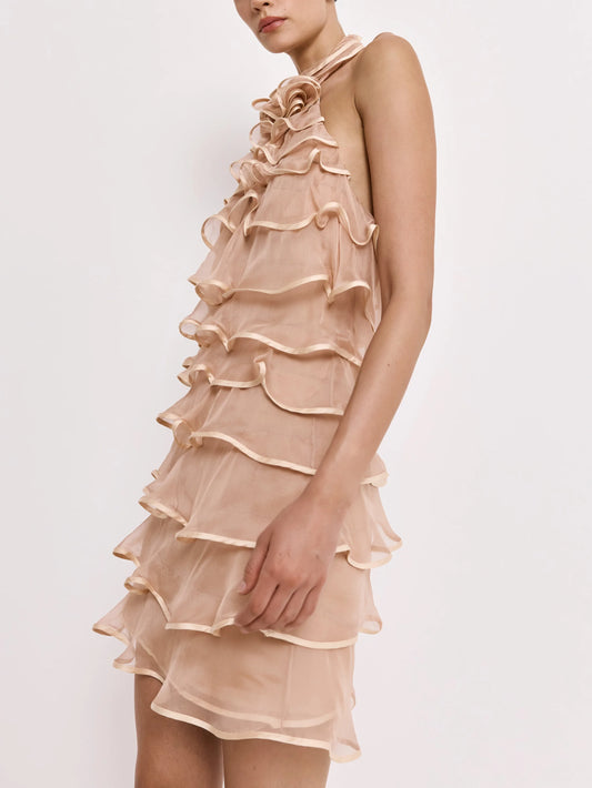 Ruffle Tiered Backless Mini Dress - Dresses