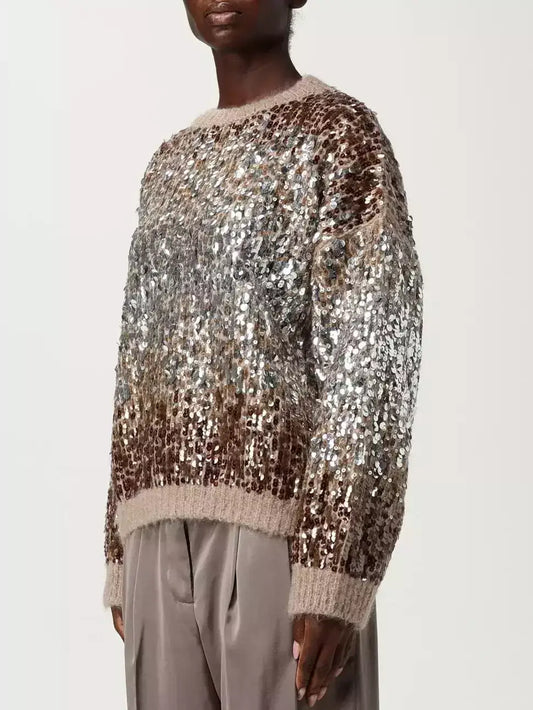 Sequin-Embellished Crew-Neck Sweater - Sweaters & Knitwear