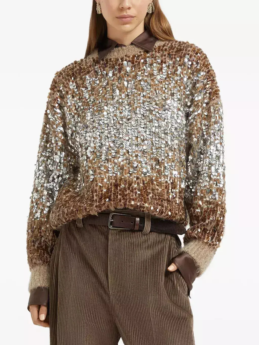 Sequin-Embellished Crew-Neck Sweater - Sweaters & Knitwear