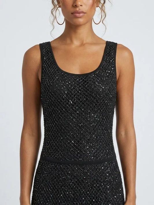 Sequin Knit Tank Maxi Dress - Dresses