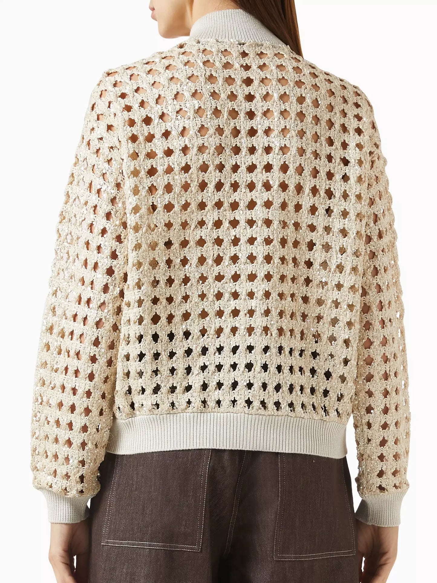 Sequin Open-Knit Cardigan Jacket - Jackets