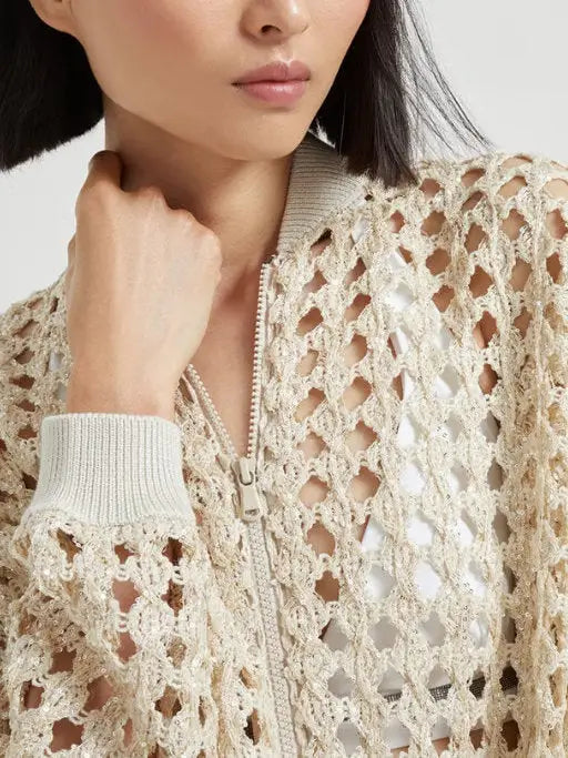 Sequin Open-Knit Cardigan Jacket - Jackets