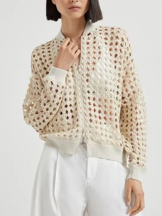 Sequin Open-Knit Cardigan Jacket - Jackets