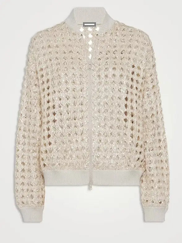 Sequin Open-Knit Cardigan Jacket - Jackets