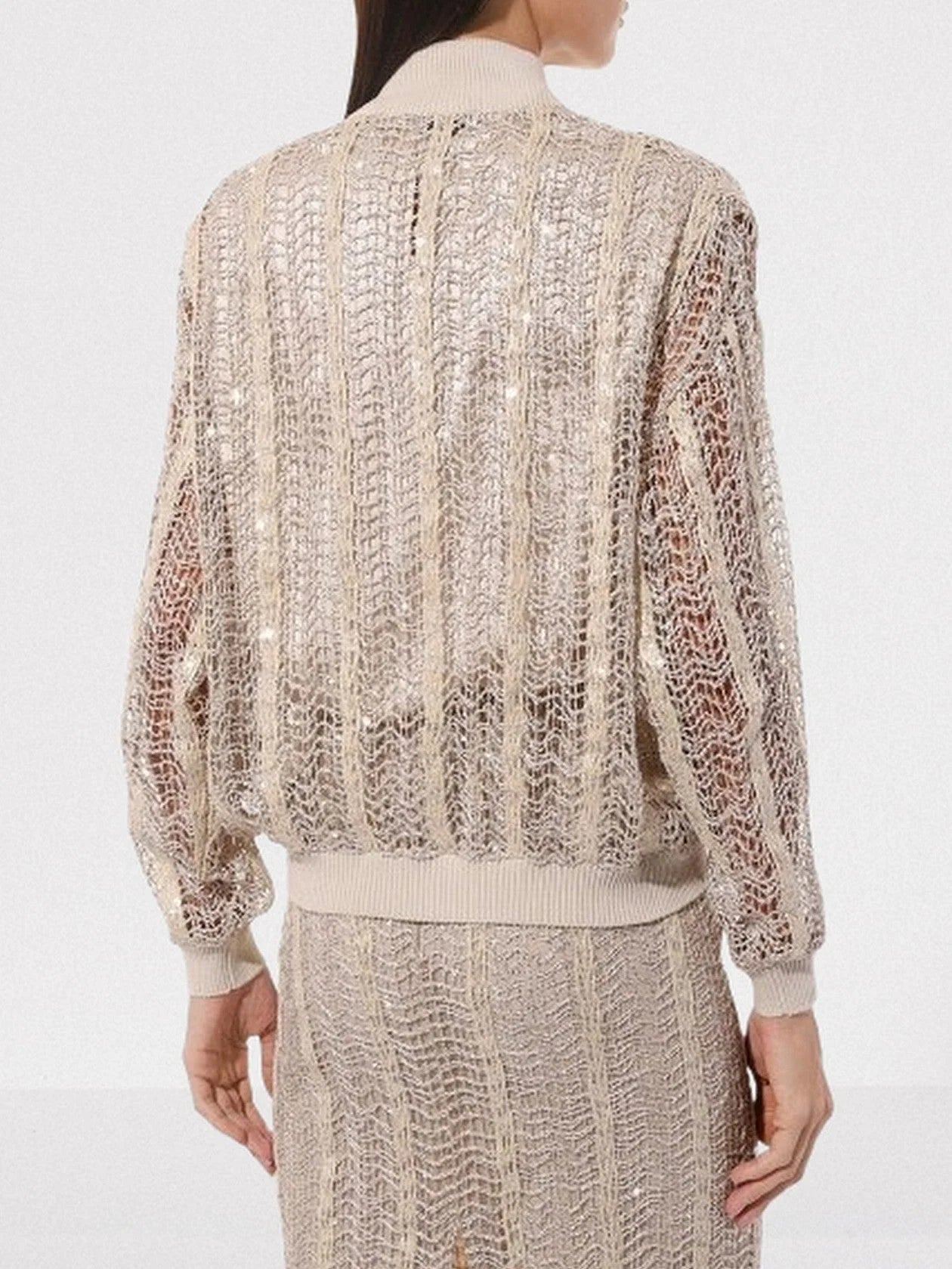 Sequin Raffia Net Bomber Jacket - Jackets
