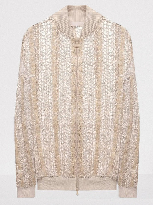 Sequin Raffia Net Bomber Jacket - Jackets