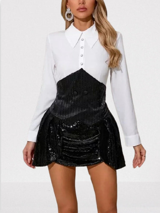 Sequin Tuxedo-Style Dress and Blazer Set - Suits & Sets