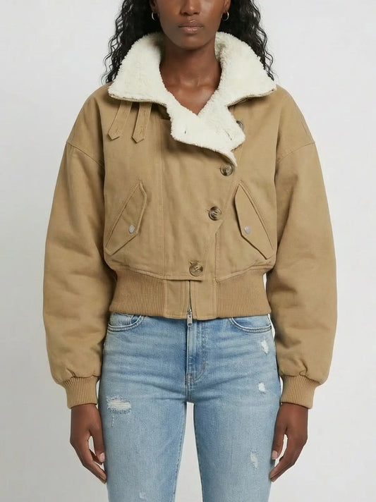 Shearling-Trim Utility Bomber Jacket - Jackets