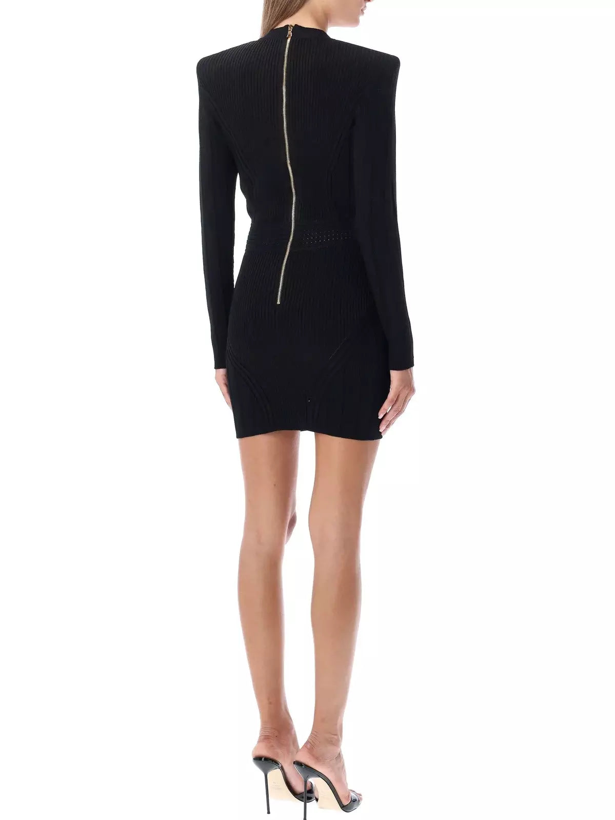 Short Knit Dress with Gold Buttons