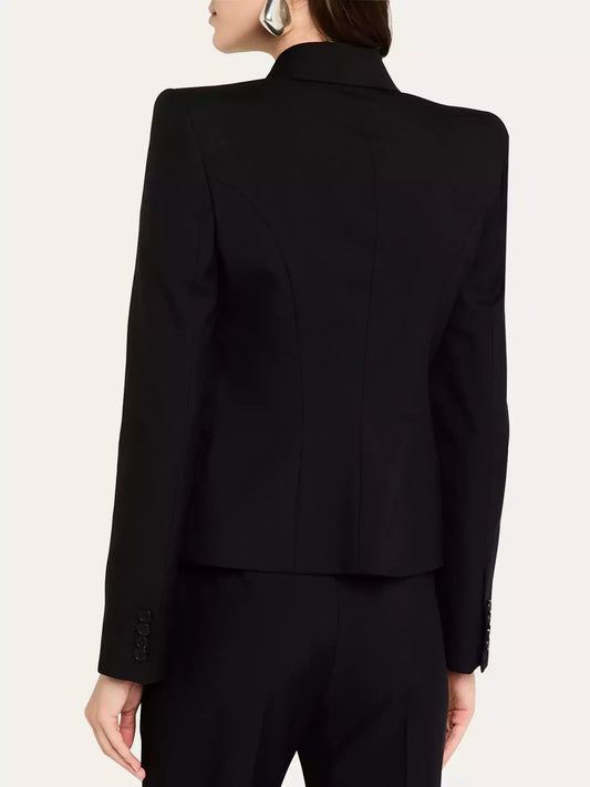 Smashed Mirror Screen Black Single-Breasted Jacket - Jackets