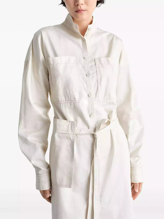Straight-Cut Cotton Shirt Dress in Off-White - Dresses