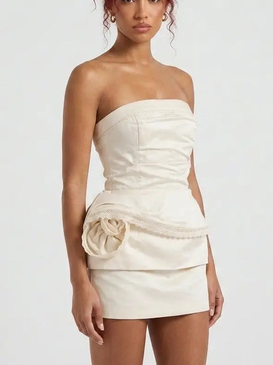 Cut-Out Structured Zip-Front Mini Dress in Yellow - Dresses