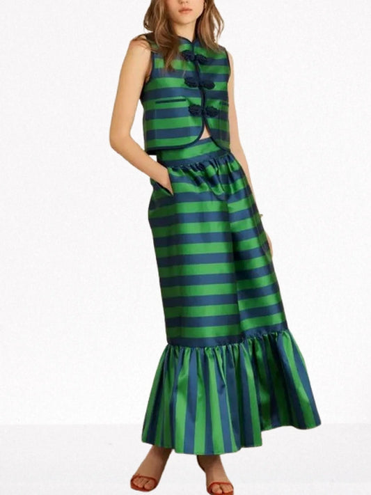 Striped Vest-Top and Matching Skirt Set - Suits & Sets