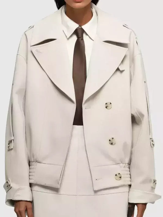 Tailored Biker Jacket in Light beige - Jackets
