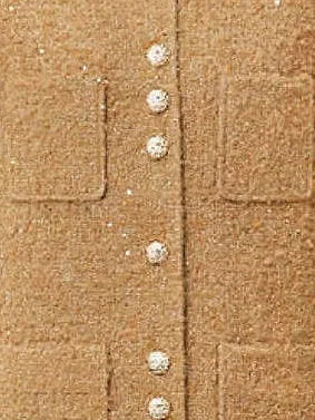 Textured Camel Bouclé Tweed Jacket with Gold Buttons - Jackets