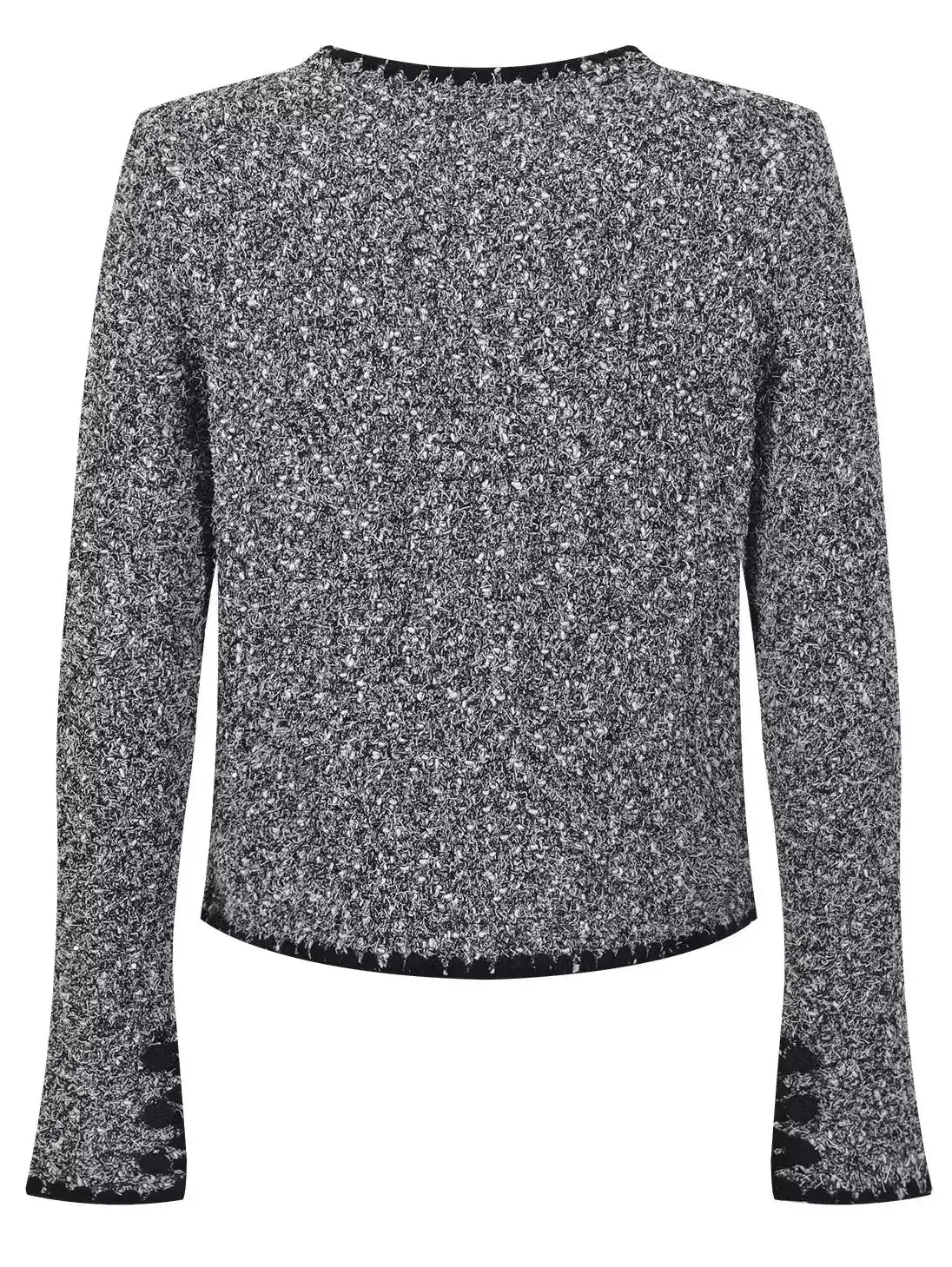 Textured Knit Cardigan with Crochet Buttons - Sweaters & Knitwear