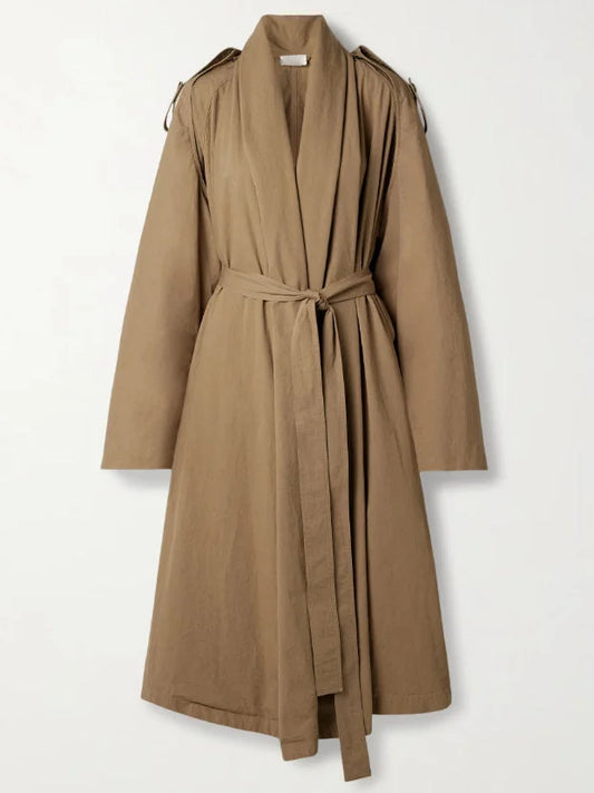 Tie-Waist Wrap-Style Trench Coat - One size - Coats