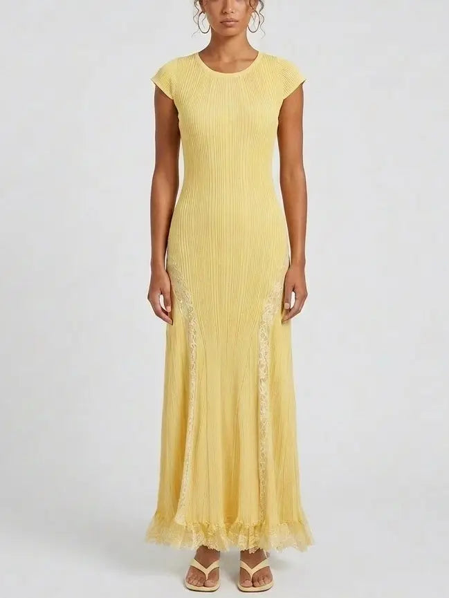 yellow knitted maxi dress Alondra Knit Maxi Dress