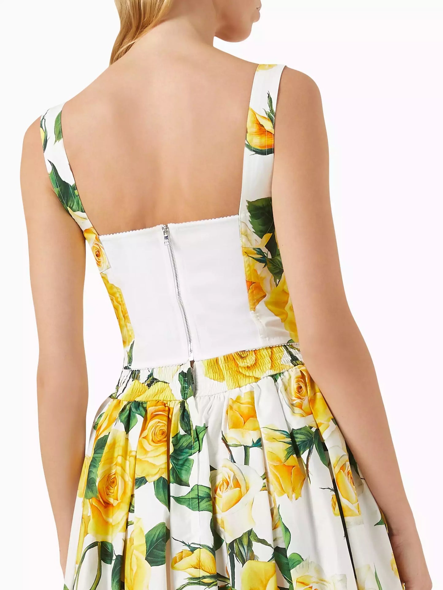Yellow Rose Print Corset Top