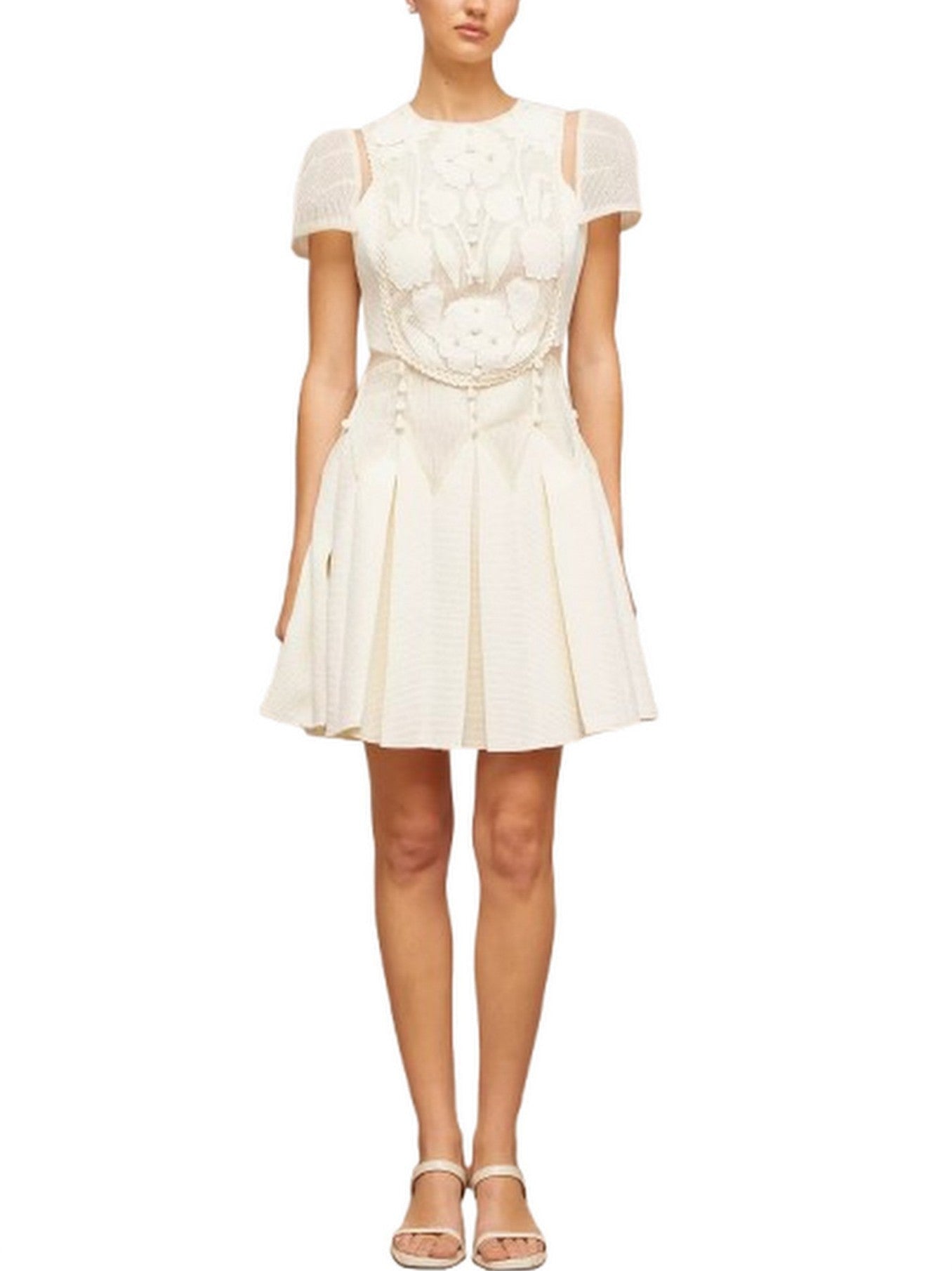 A-Line Floral-Embroidered Mini Dress - Dresses