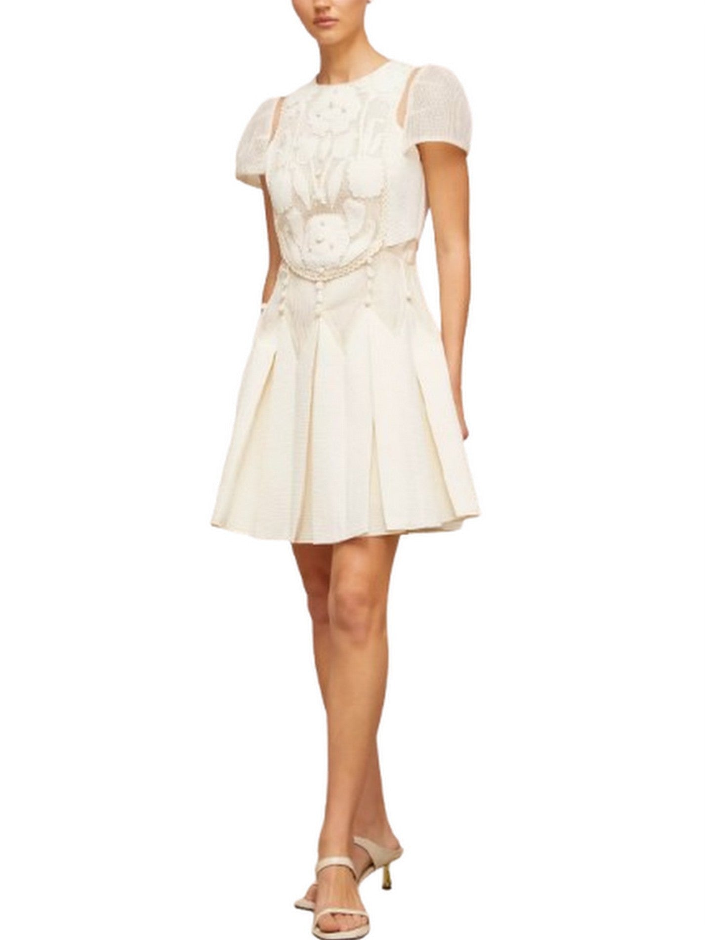 A-Line Floral-Embroidered Mini Dress - Dresses