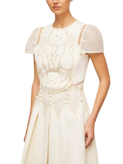 A-Line Floral-Embroidered Mini Dress - Dresses
