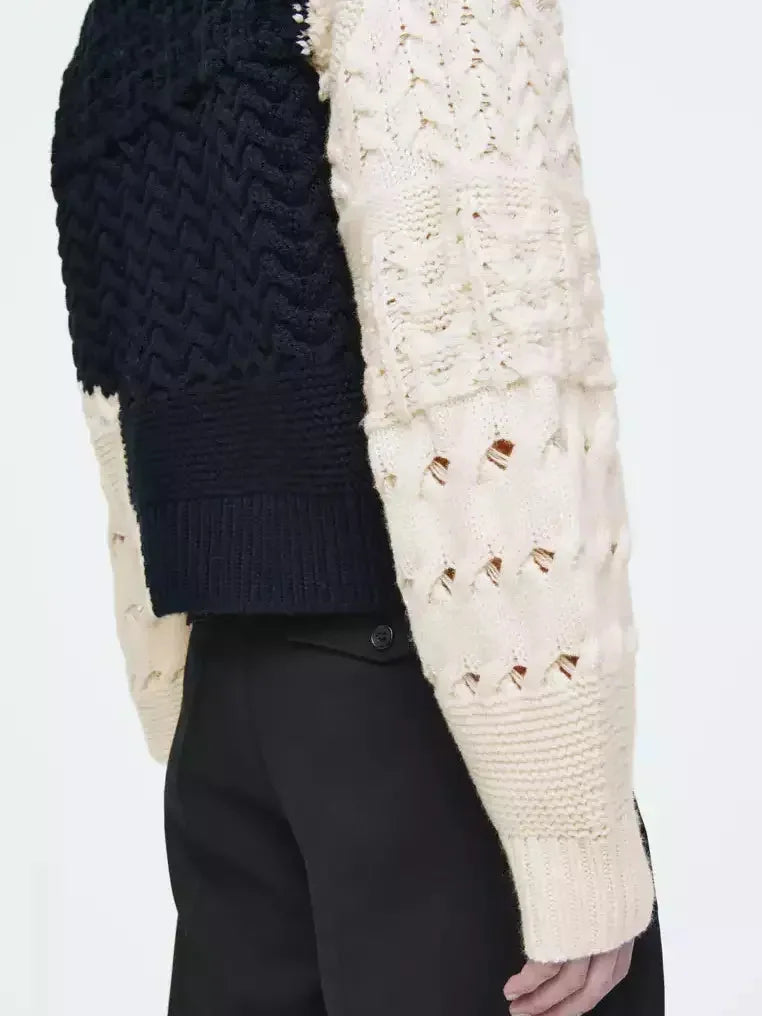 Abstract Cable-Knit Cardigan Sweater - Sweaters & Knitwear