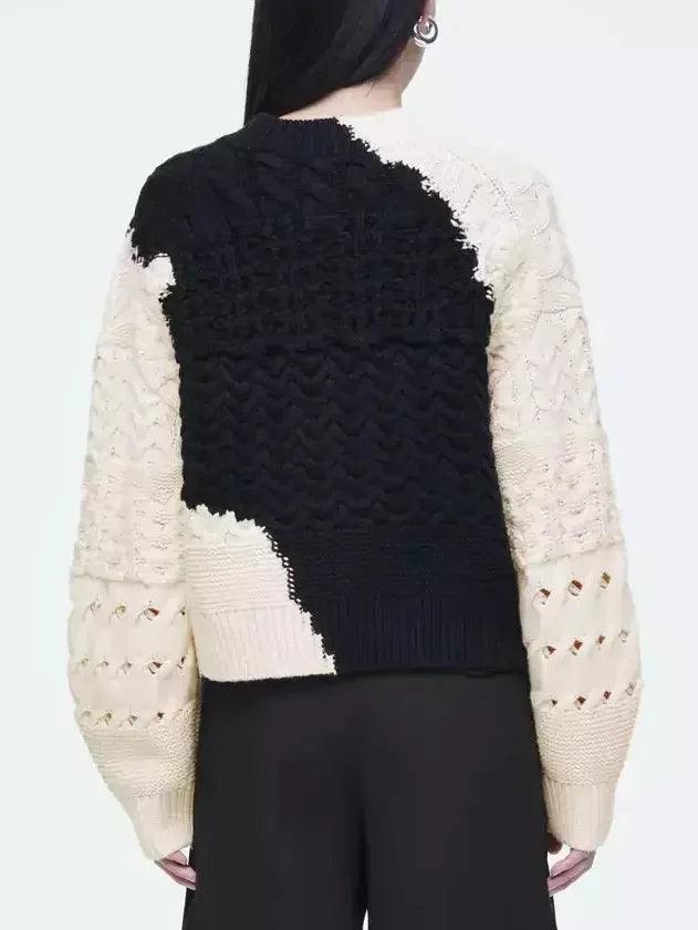 Abstract Cable-Knit Cardigan Sweater - Sweaters & Knitwear
