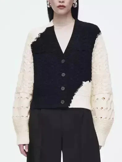 Abstract Cable-Knit Cardigan Sweater - Sweaters & Knitwear