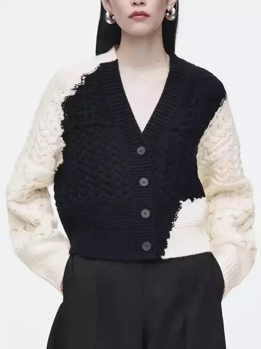 Abstract Cable-Knit Cardigan Sweater - Sweaters & Knitwear